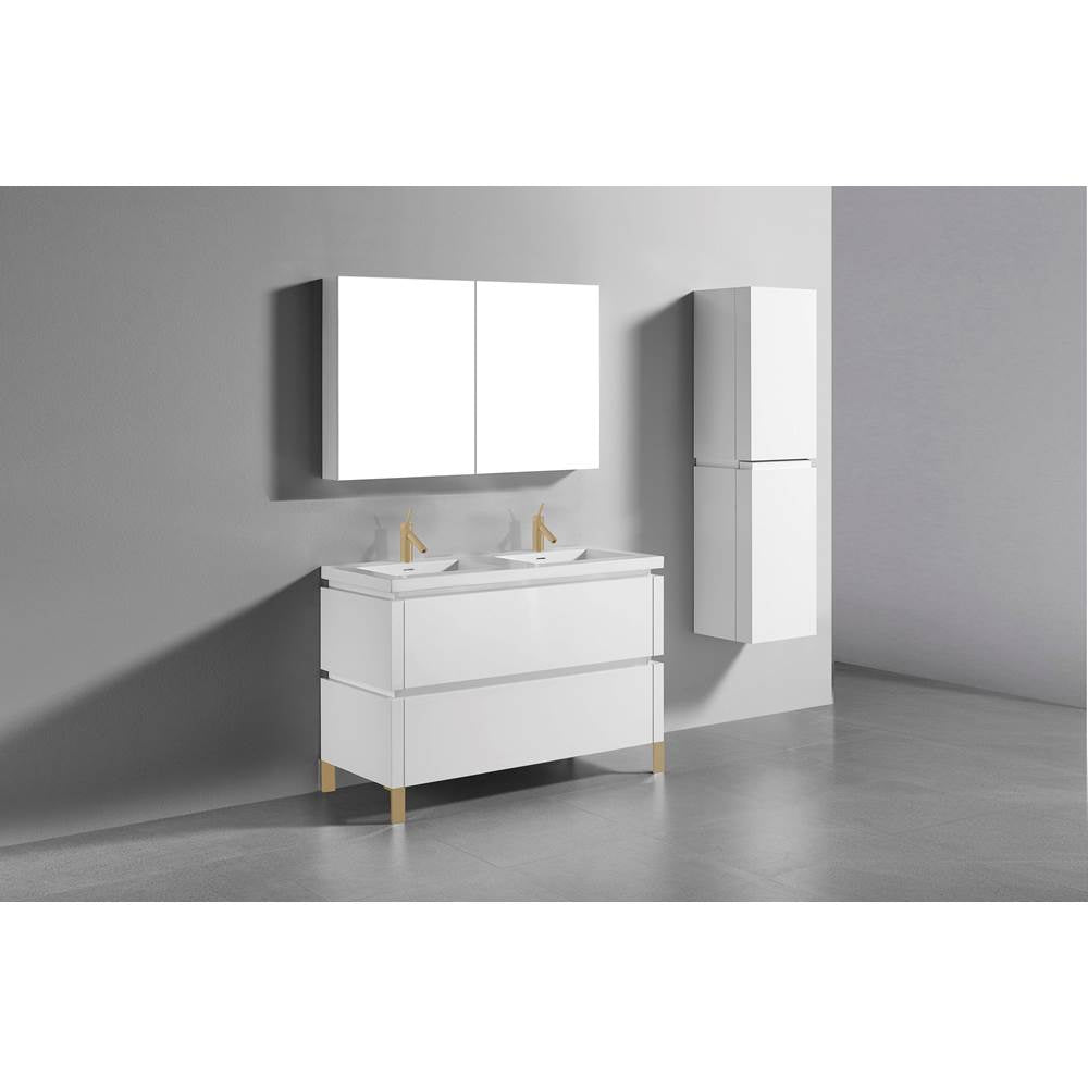 Madeli - Madeli Metro 48D'' Free Standing Vanity in White/HW: Satin Brass(SB) - White With Satin Brass