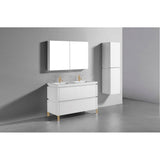 Madeli - Madeli Metro 48D'' Free Standing Vanity in White/HW: Satin Brass(SB) - White With Satin Brass