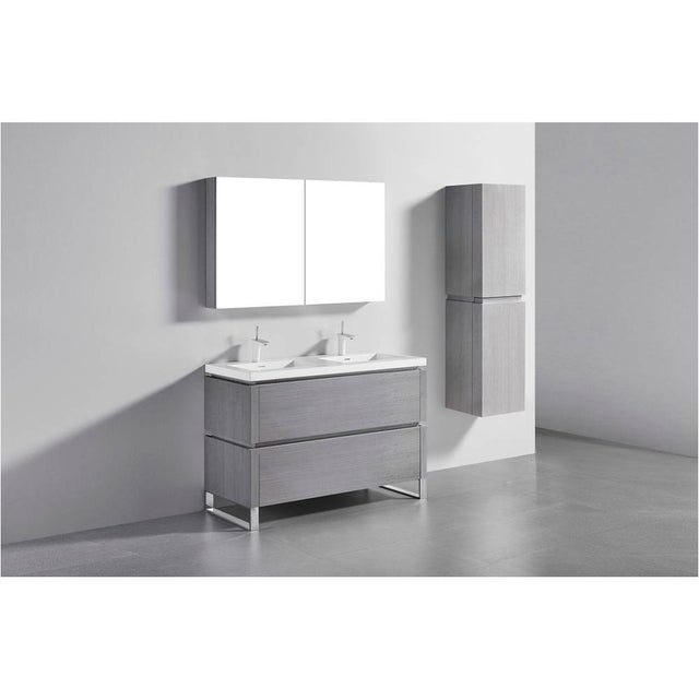 Madeli - Madeli Metro 48D'' Free Standing Vanity in Ash Grey/HW: Matte Black(MB) - Ash Gray With Matte Black