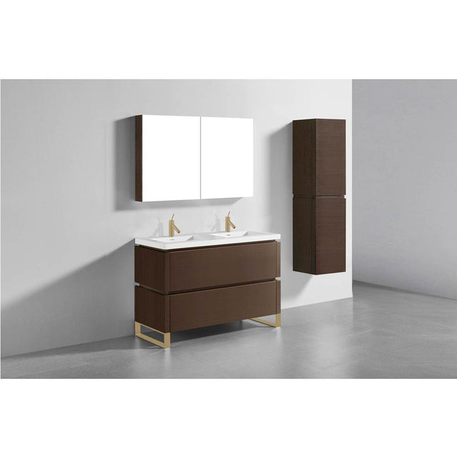 Madeli - Madeli Metro 48D'' Free Standing Vanity in Walnut/HW: Satin Brass(SB) - Walnut With Satin Brass