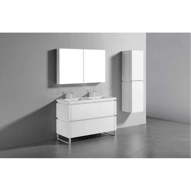 Madeli - Madeli Metro 48D'' Free Standing Vanity in White/HW: Brushed Nickel(BN) - White With Brushed Nickel