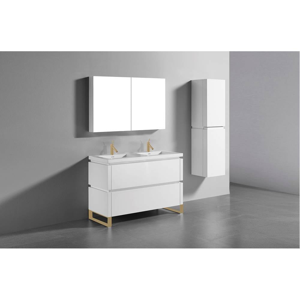 Madeli - Madeli Metro 48D'' Free Standing Vanity in White/HW: Satin Brass(SB) - White With Satin Brass