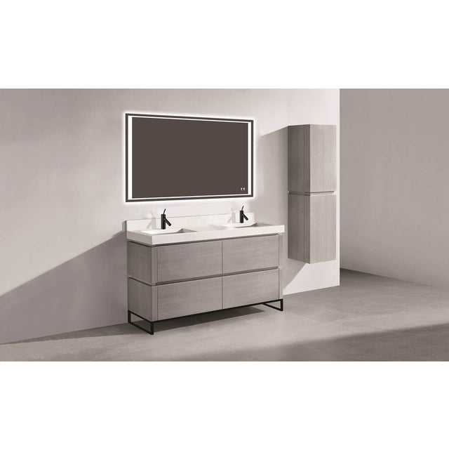 Madeli - Madeli Metro 60D'' Free Standing Vanity in Ash Grey/HW: Matte Black(MB) - Ash Gray With Matte Black