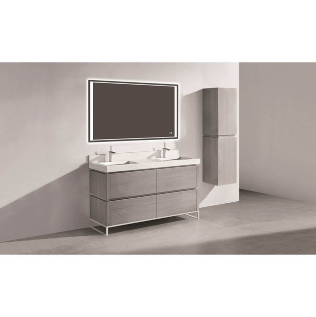 Madeli - Madeli Metro 60D'' Free Standing Vanity in Ash Grey/HW: Polished Chrome(PC) - Ash Gray With Polished Chrome