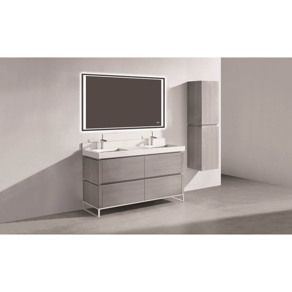 Madeli - Madeli Metro 60D'' Free Standing Vanity in Ash Grey/HW: Polished Nickel(PN) - Ash Gray With Polished Nickel