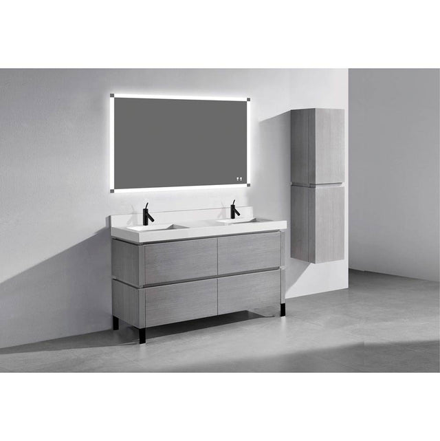 Madeli - Madeli Metro 60D'' Free Standing Vanity in Ash Grey/HW: Matte Black(MB) - Ash Gray With Matte Black