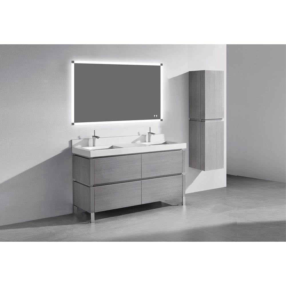 Madeli - Madeli Metro 60D'' Free Standing Vanity in Ash Grey/HW: Polished Nickel(PN) - Ash Gray With Polished Nickel