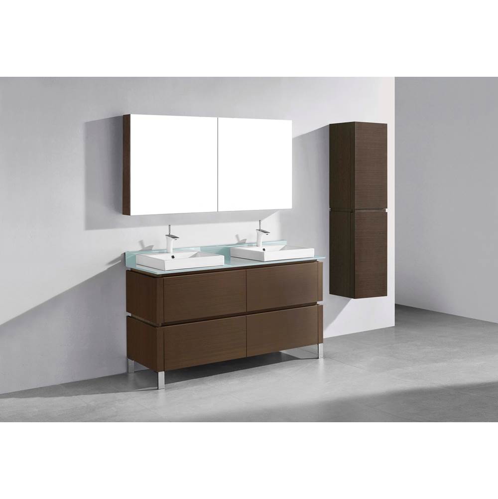 Madeli - Madeli Metro 60D'' Free Standing Vanity in Walnut/HW: Brushed Nickel(BN) - Walnut With Brushed Nickel