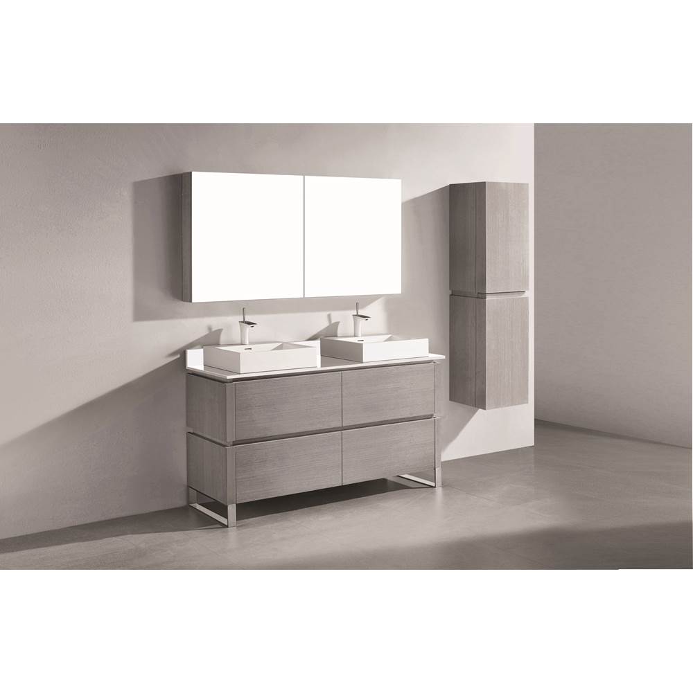 Madeli - Madeli Metro 60D'' Free Standing Vanity in Ash Grey/HW: Polished Chrome(PC) - Ash Gray With Polished Chrome