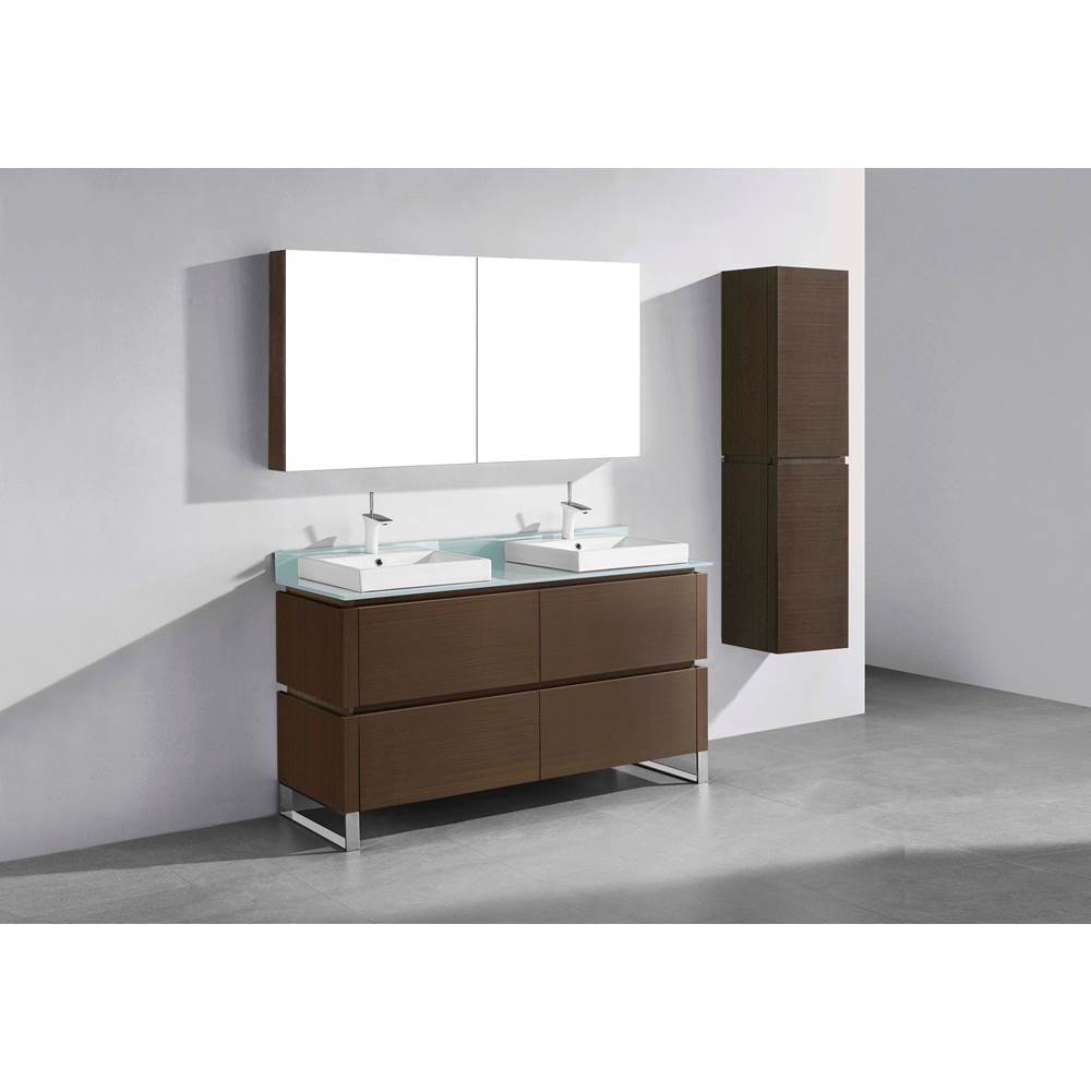 Madeli - Madeli Metro 60D'' Free Standing Vanity in Walnut/HW: Polished Nickel(PN) - Walnut With Polished Nickel