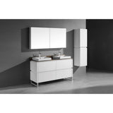 Madeli - Madeli Metro 60D'' Free Standing Vanity in White/HW: Brushed Nickel(BN) - White With Brushed Nickel