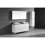 Madeli - Madeli Metro 60D'' Free Standing Vanity in White/HW: Satin Brass(SB) - White With Satin Brass