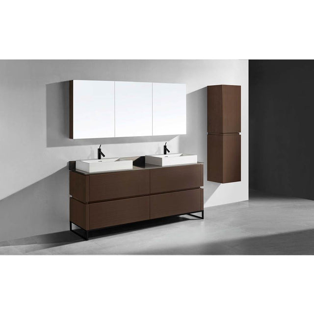Madeli - Madeli Metro 72'' Free Standing Vanity in Walnut/HW: Matte Black(MB) - Walnut With Matte Black