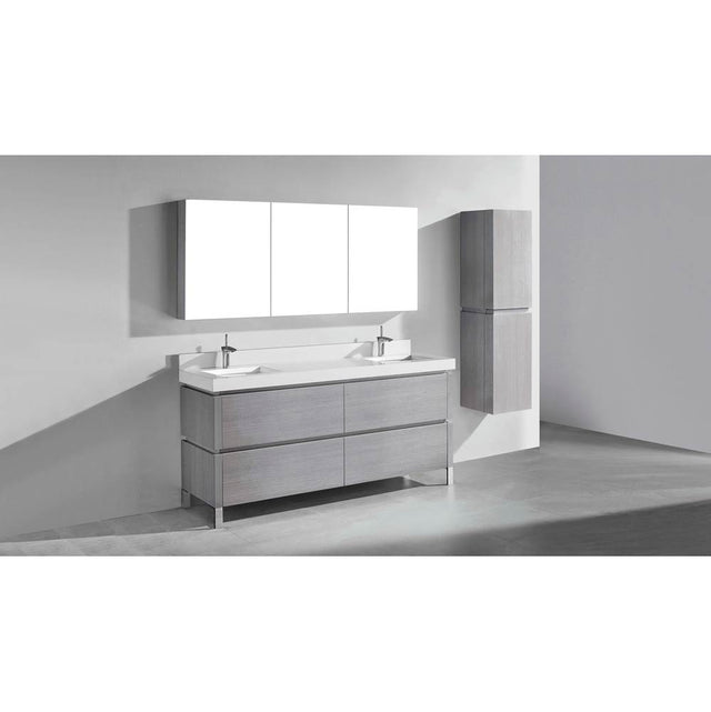 Madeli - Madeli Metro 72'' Free Standing Vanity in Ash Grey/HW: Brushed Nickel(BN) - Ash Gray With Brushed Nickel