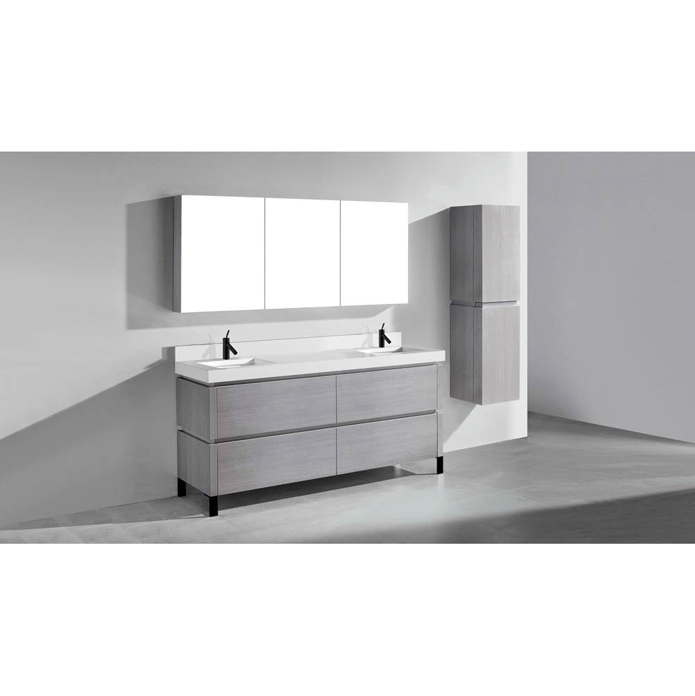 Madeli - Madeli Metro 72'' Free Standing Vanity in Ash Grey/HW: Matte Black(MB) - Ash Gray With Matte Black