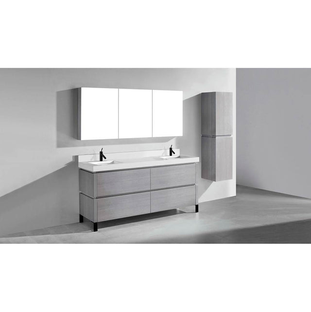 Madeli - Madeli Metro 72'' Free Standing Vanity in Ash Grey/HW: Matte Black(MB) - Ash Gray With Matte Black