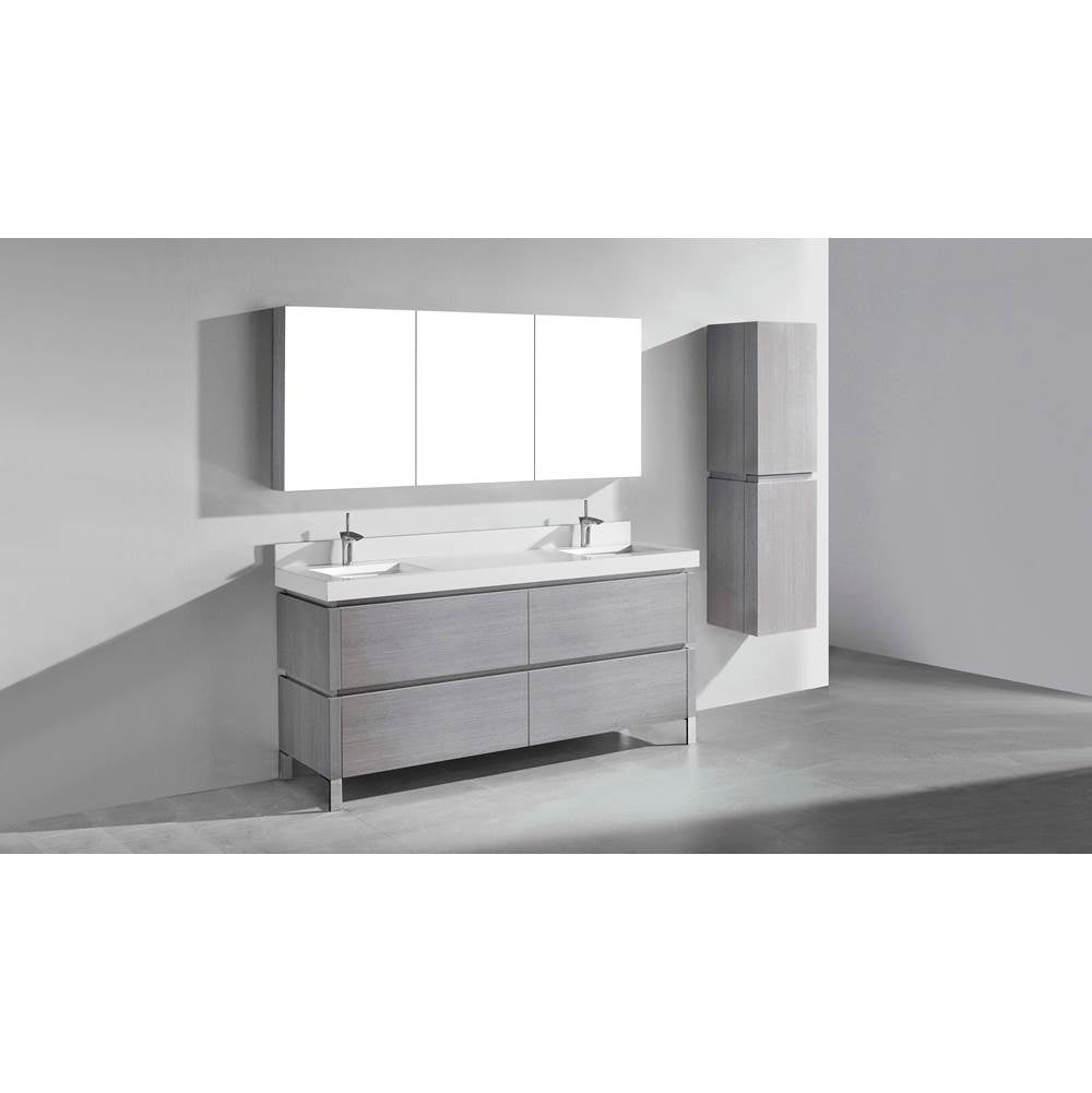Madeli - Madeli Metro 72'' Free Standing Vanity in Ash Grey/HW: Polished Nickel(PN) - Ash Gray With Polished Nickel