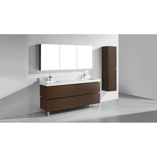 Madeli - Madeli Metro 72'' Free Standing Vanity in Walnut/HW: Polished Chrome(PC) - Walnut With Polished Chrome
