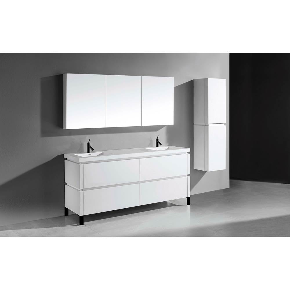 Madeli - Madeli Metro 72'' Free Standing Vanity in White/HW: Matte Black(MB) - White With Matte Black