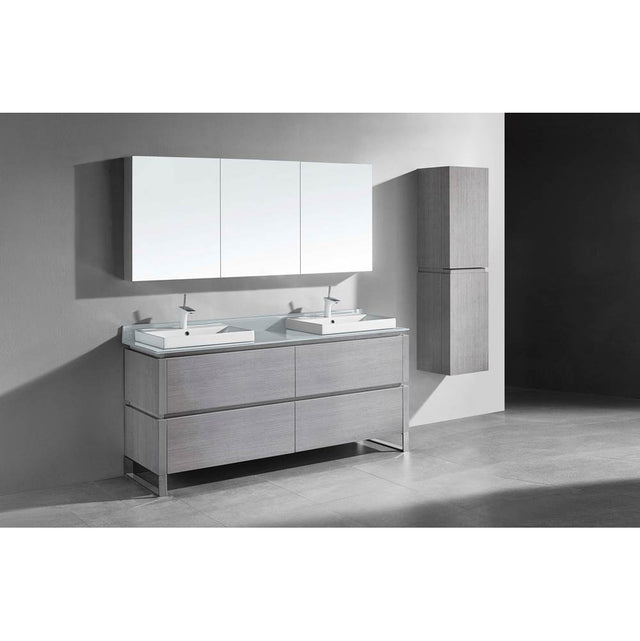 Madeli - Madeli Metro 72'' Free Standing Vanity in Ash Grey/HW: Brushed Nickel(BN) - Ash Gray With Brushed Nickel