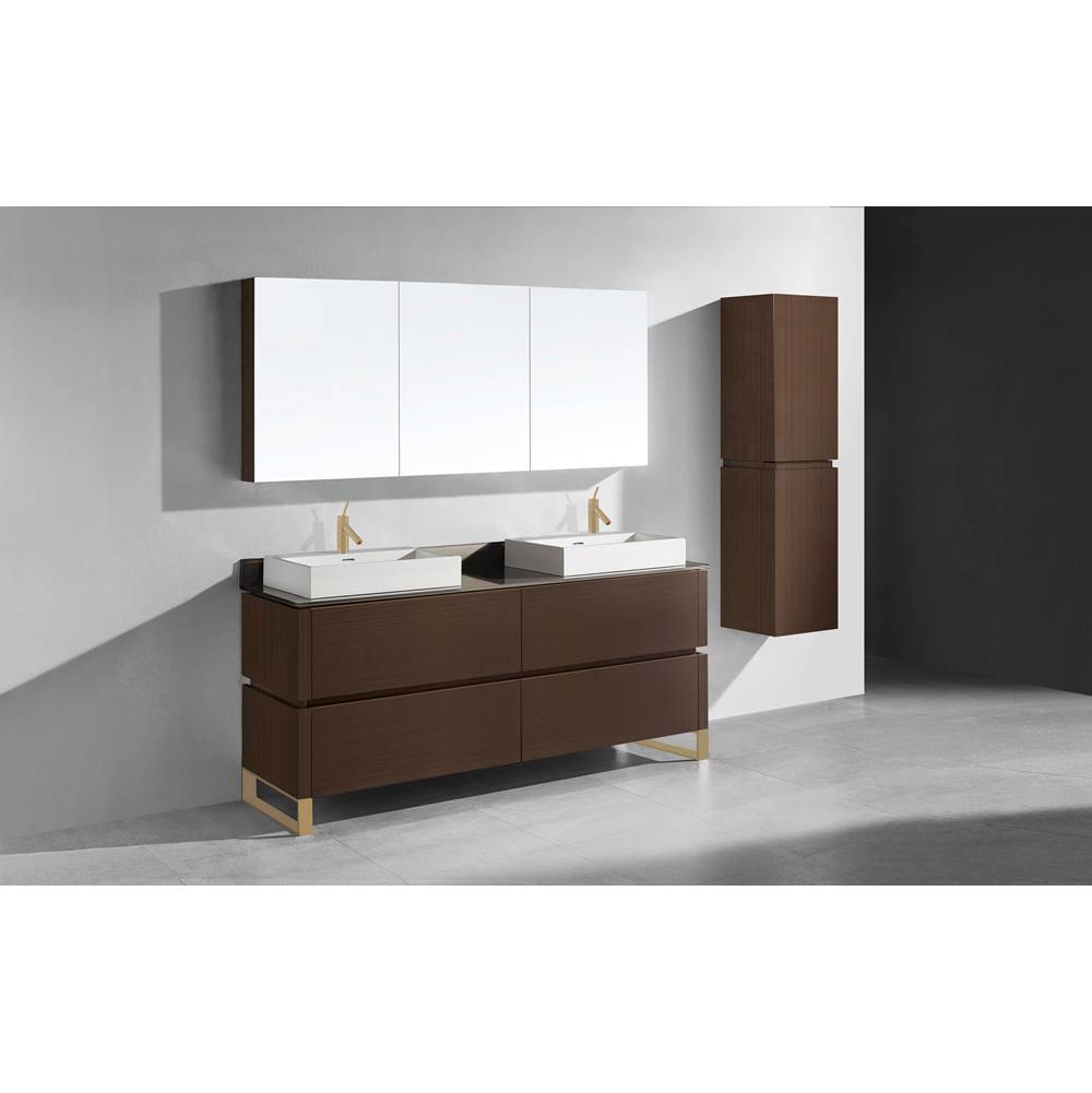 Madeli - Madeli Metro 72'' Free Standing Vanity in Walnut/HW: Satin Brass(SB) - Walnut With Satin Brass