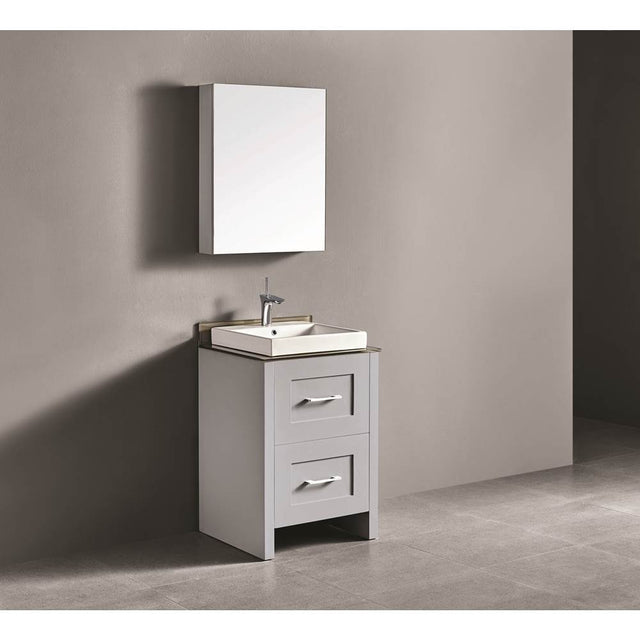 Madeli - Madeli Retro 24'' Free Standing Vanity Whisper Grey/HW: Brushed Nickel(BN) - Whisper Gray With Brushed Nickel