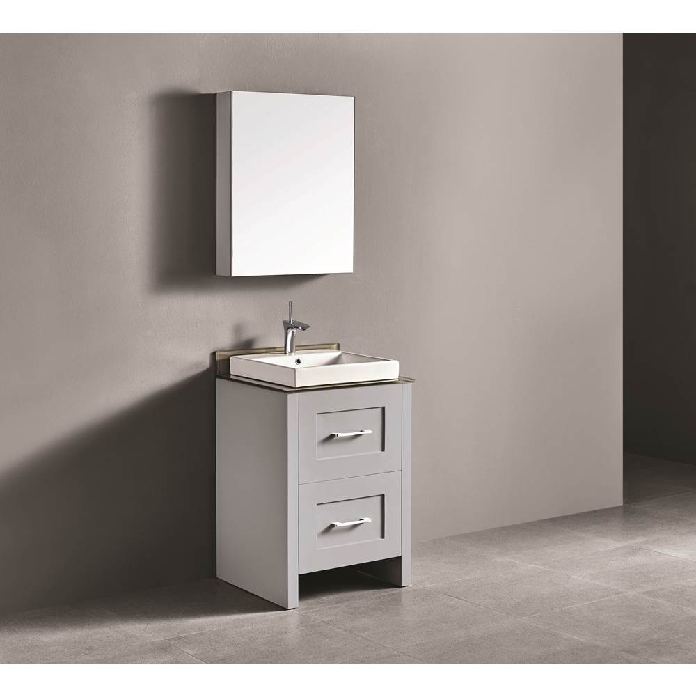 Madeli - Madeli Retro 24'' Free Standing Vanity Whisper Grey/HW: Satin Brass(SB) - Whisper Gray With Satin Brass