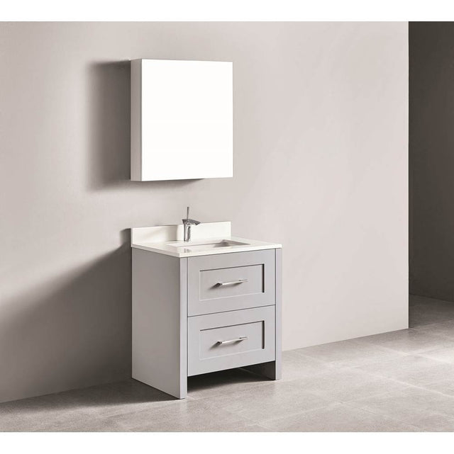 Madeli - Madeli Retro 30'' Free Standing Vanity Whisper Grey/HW: Polished Nickel(PN) - Whisper Gray With Polished Nickel
