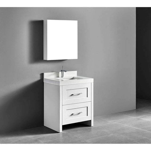 Madeli - Madeli Retro 30'' Free Standing Vanity White/HW: Polished Nickel(PN) - White With Polished Nickel