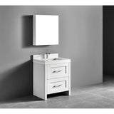 Madeli - Madeli Retro 30'' Free Standing Vanity White/HW: Satin Brass(SB) - White With Satin Brass
