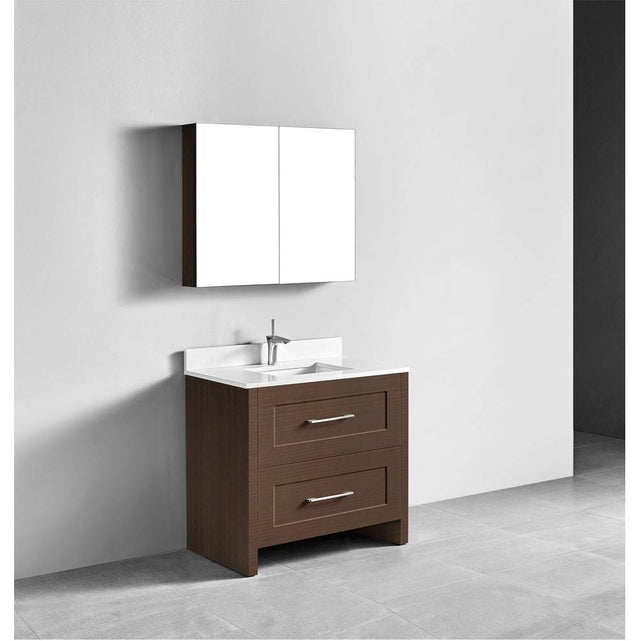 Madeli - Madeli Retro 42'' Free Standing Vanity Walnut/HW: Satin Brass(SB) - Walnut With Satin Brass
