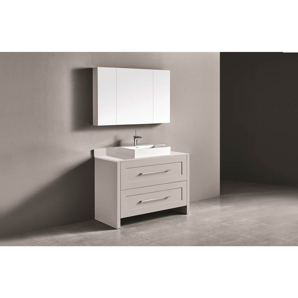 Madeli - Madeli Retro 48C'' Free Standing Vanity Whisper Grey/HW: Satin Brass(SB) - Whisper Gray With Satin Brass