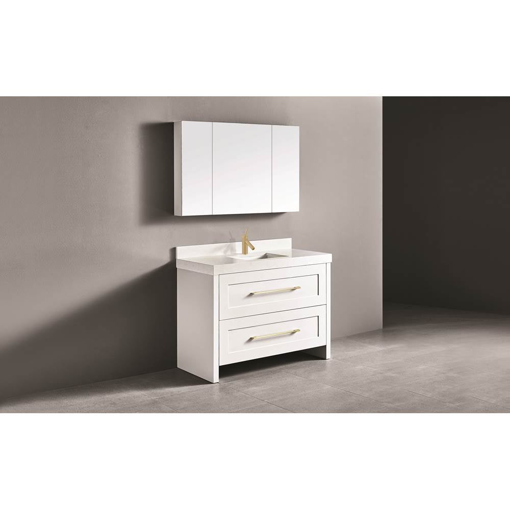 Madeli - Madeli Retro 48C'' Free Standing Vanity White/HW: Satin Brass(SB) - White With Satin Brass