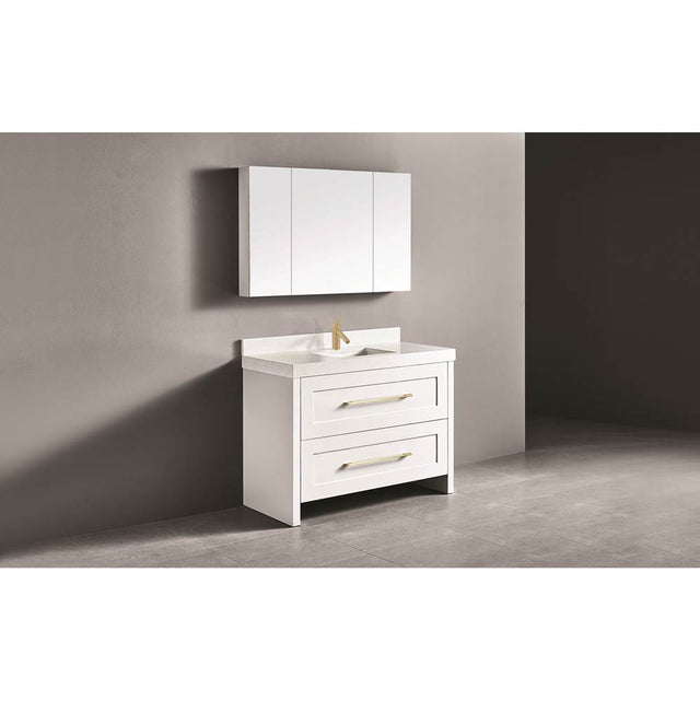 Madeli - Madeli Retro 48C'' Free Standing Vanity White/HW: Satin Brass(SB) - White With Satin Brass