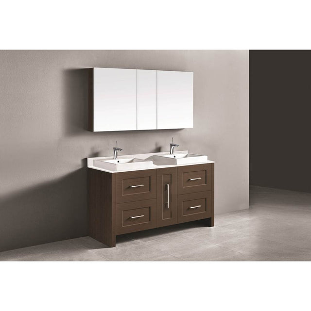Madeli - Madeli Retro 60D'' Free Standing Vanity Walnut/HW: Brushed Nickel(BN) - Walnut With Brushed Nickel