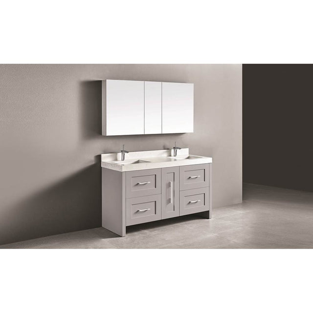 Madeli - Madeli Retro 60D'' Free Standing Vanity Whisper Grey/HW: Polished Chrome(PC) - Whisper Gray With Polished Chrome