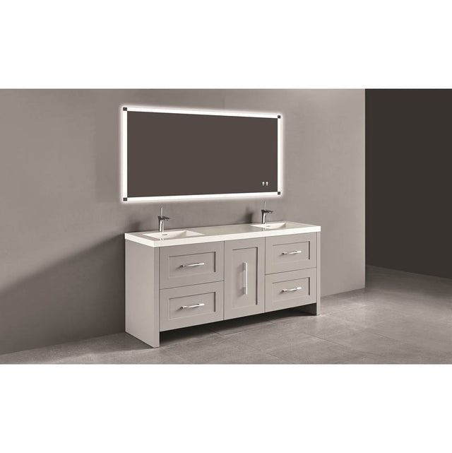 Madeli - Madeli Retro 72'' Free Standing Vanity Whisper Grey/HW: Satin Brass(SB) - Whisper Gray With Satin Brass