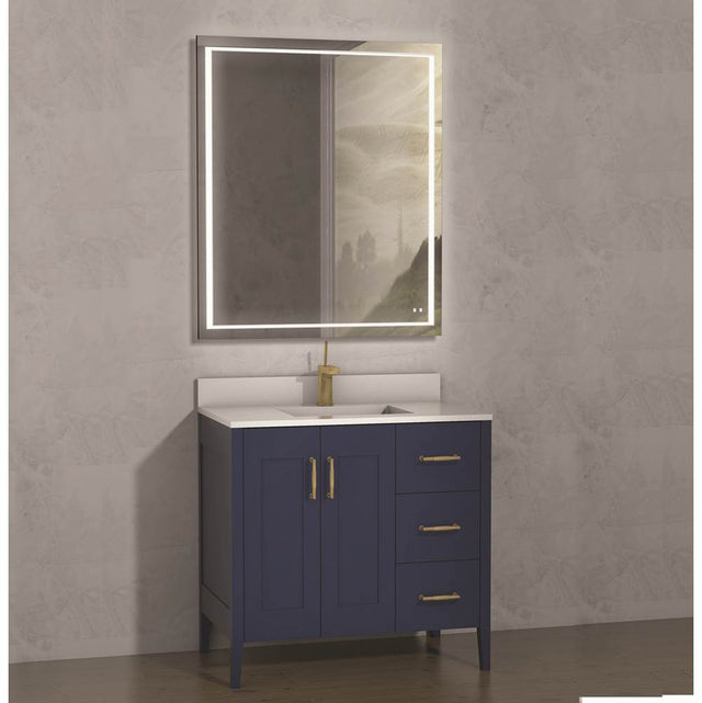 Madeli - Madeli Encore 36'' Free Standing Vanity Sapphire/HW: Polished Nickel(PN) - Sapphire With Polished Nickel
