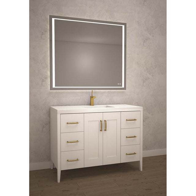 Madeli - Madeli Encore 48C'' Free Standing Vanity White/HW: Black(MB) - White With Matte Black