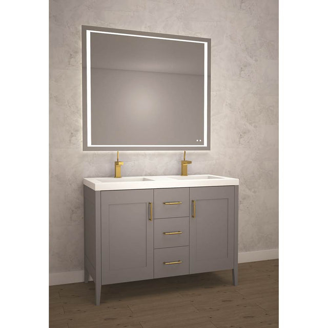 Madeli - Madeli Encore 48D'' Free Standing Vanity Studio Grey/HW: Polished Chrome(PC) - Studio Gray With Polished Chrome