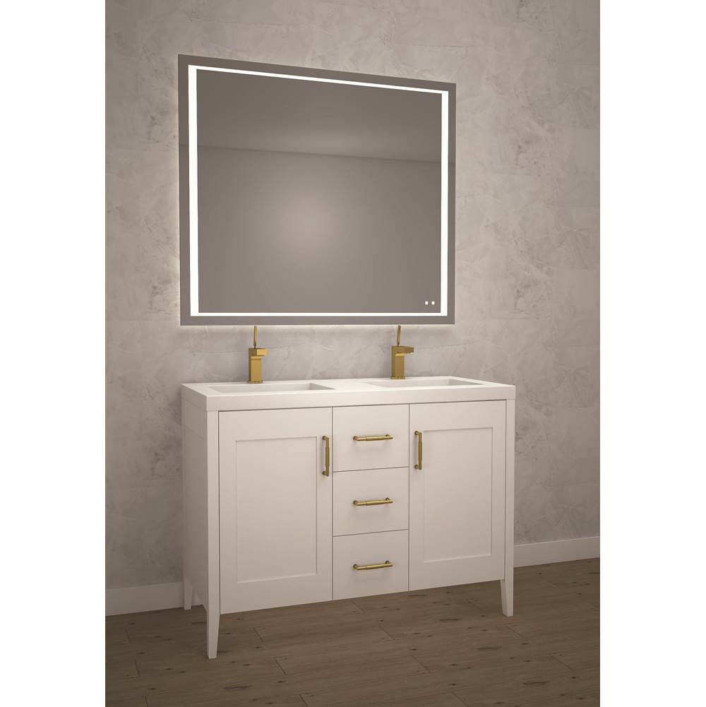 Madeli - Madeli Encore 48D'' Free Standing Vanity White/HW: Polished Chrome(PC) - White With Polished Chrome
