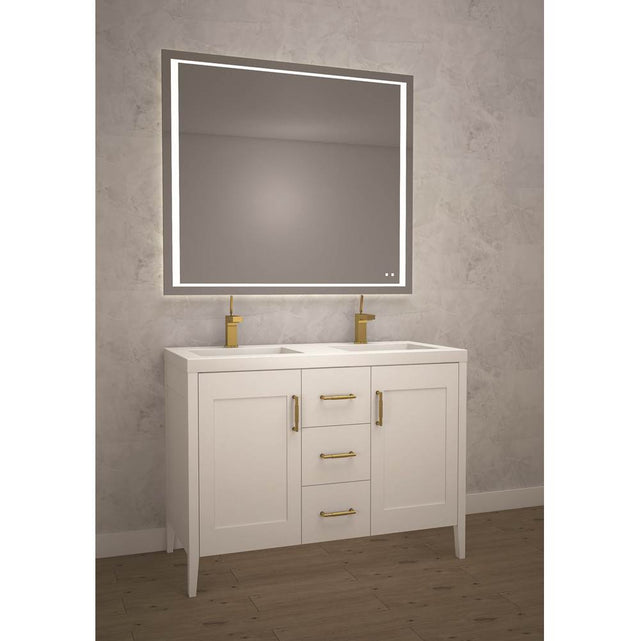 Madeli - Madeli Encore 48D'' Free Standing Vanity White/HW: Polished Chrome(PC) - White With Polished Chrome