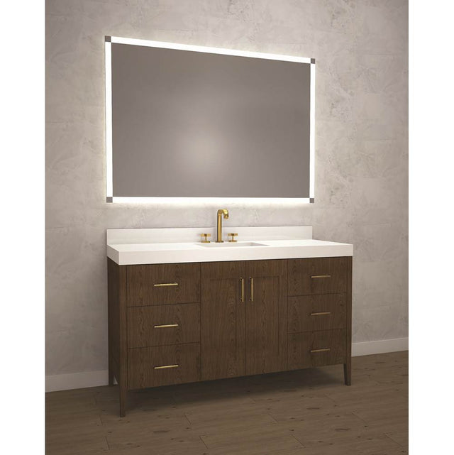 Madeli - Madeli Encore 60C'' Free Standing Vanity Brandy/HW: Satin Brass(SB) - Brandy With Satin Brass