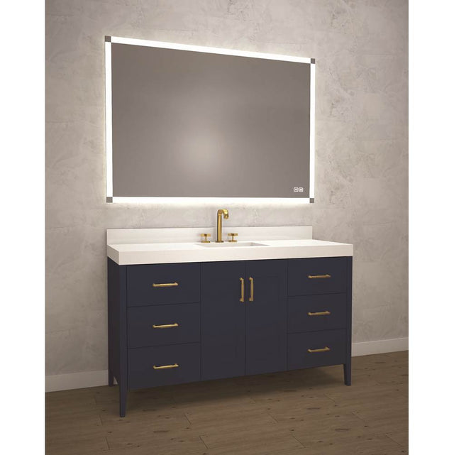 Madeli - Madeli Encore 60C'' Free standing Vanity Sapphire/HW: Brushed Nickel(BN) - Sapphire With Brushed Nickel