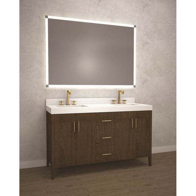 Madeli - Madeli Encore 60D'' Free Standing Vanity Brandy/HW: Matte Black(MB) - Brandy With Matte Black