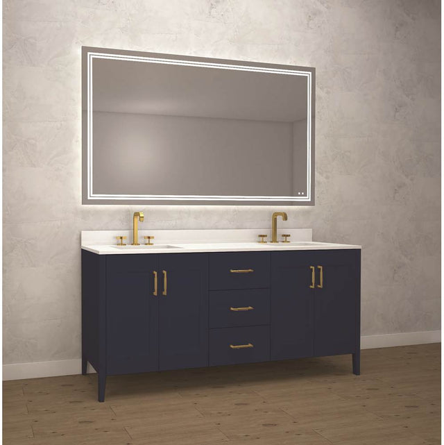Madeli - Madeli Encore 72'' Free standing Vanity Sapphire/HW: Satin Brass(SB) - Sapphire With Satin Brass