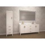 Madeli - Madeli Encore 72'' Free Standing Vanity White/HW: Satin Brass(SB) - White With Satin Brass