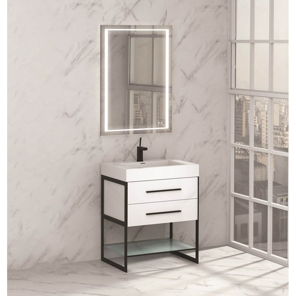 Madeli - Madeli Silhouette 24'' Free Standing Vanity White/HW: Satin Brass(SB) - White With Satin Brass