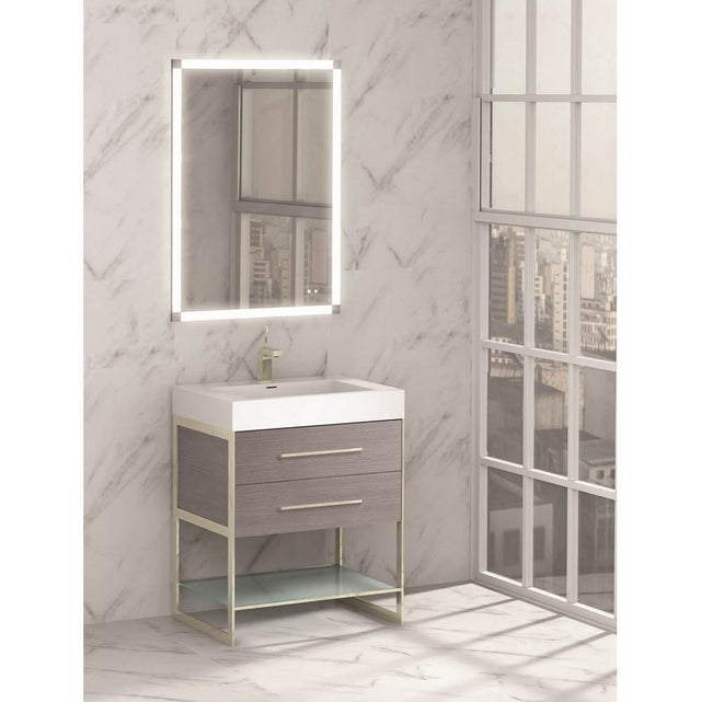 Madeli - Madeli Silhouette 30'' Free Standing Vanity Ash Grey/HW: Matte Black(MB) - Ash Gray With Matte Black