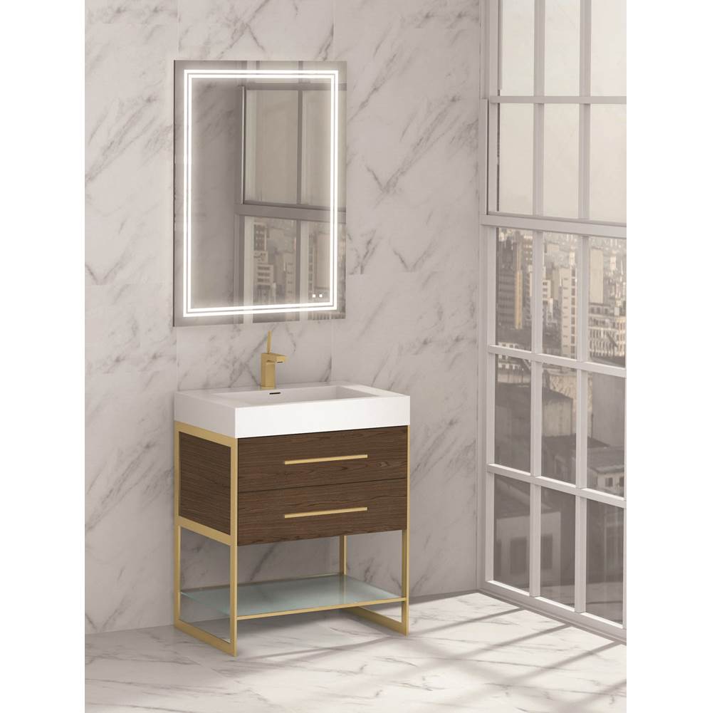 Madeli - Madeli Silhouette 30'' Free Standing Vanity Brandy/HW: Polished Nickel(PN) - Brandy With Polished Nickel